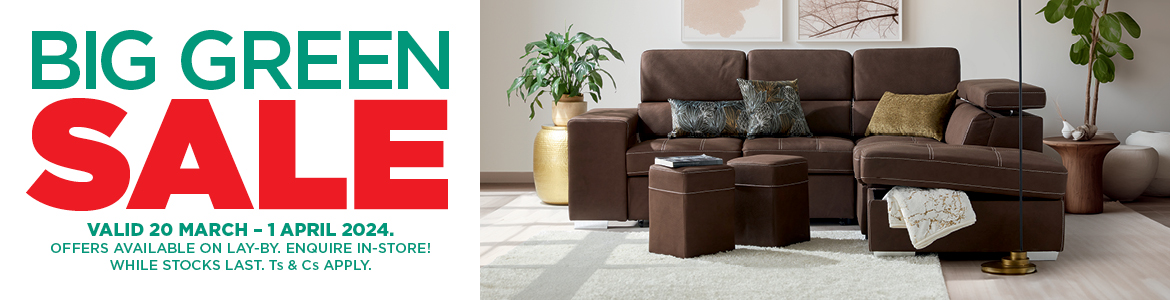 BIG GREEN SALE NOW ON! UNBEATABLE DEALS ON A WIDE RANGE